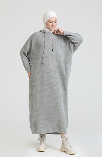 Trikot Kleid mit Kapuze 3256-09 Grau 3256-09