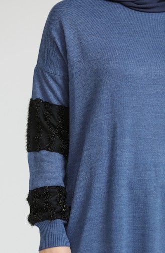 Triko Elbise 3351-03 İndigo