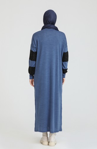 Triko Elbise 3351-03 İndigo