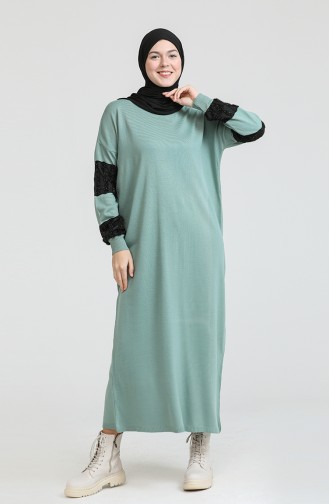 Triko Elbise 3351-06 Çağla Yeşili