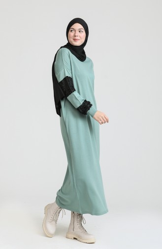 Triko Elbise 3351-06 Çağla Yeşili