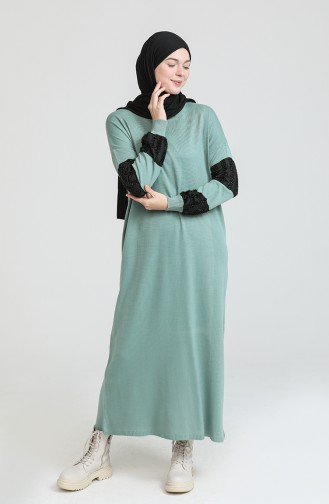 Triko Elbise 3351-06 Çağla Yeşili