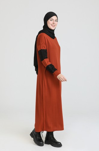 Triko Elbise 3351-07 Kiremit