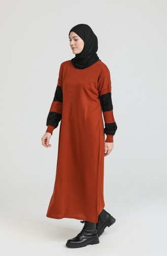 Triko Elbise 3351-07 Kiremit