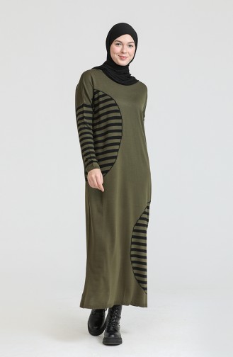 Khaki Hijab Kleider 3358-13