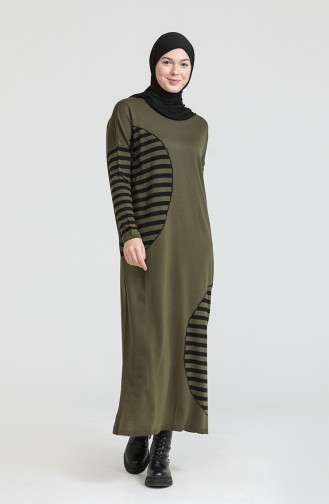 Khaki Hijab Dress 3358-13