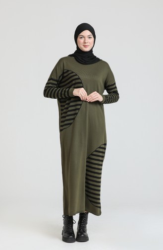 Khaki Hijab Dress 3358-13