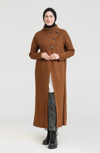Triko Simli Uzun Tunik 3303-09 Taba