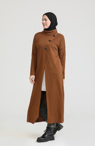 Triko Simli Uzun Tunik 3303-09 Taba