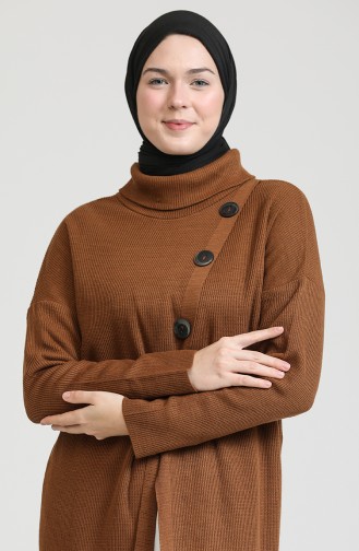 Triko Simli Uzun Tunik 3303-09 Taba