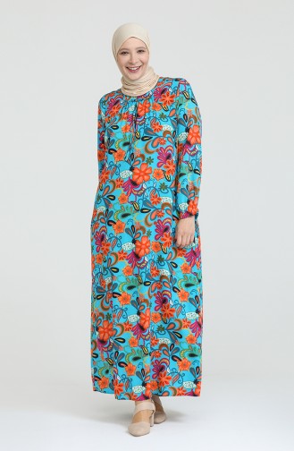Turquoise Hijab Dress 8408.TURKUAZ