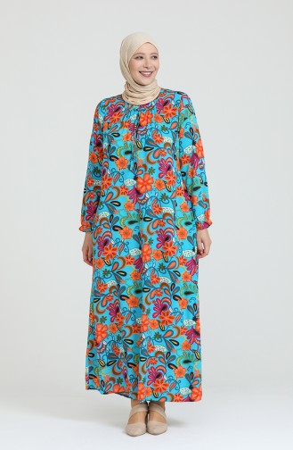 Turquoise Hijab Dress 8408.TURKUAZ