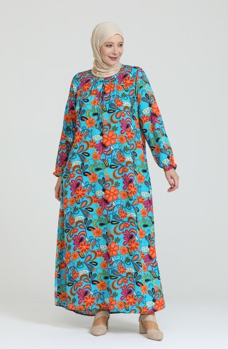 Turquoise Hijab Dress 8408.TURKUAZ