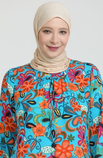 Turquoise Hijab Dress 8408.TURKUAZ