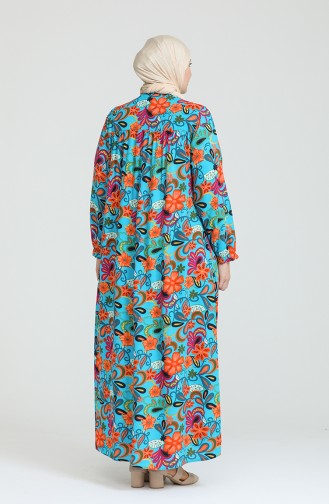 Turquoise Hijab Dress 8408.TURKUAZ