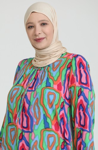 Green Hijab Dress 8408.YEŞİL