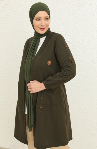 Kadın Büyük Beden Ottoman Cepli Çelik Hırka 4969 1 Haki