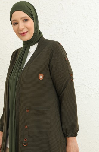 Kadın Büyük Beden Ottoman Cepli Çelik Hırka 4969 1 Haki