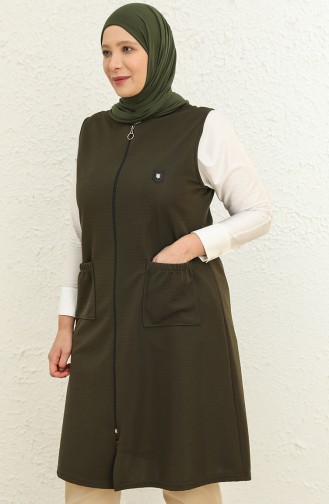Kadın Büyük Beden Ottoman Çelik Örme Yelek 8403 Haki