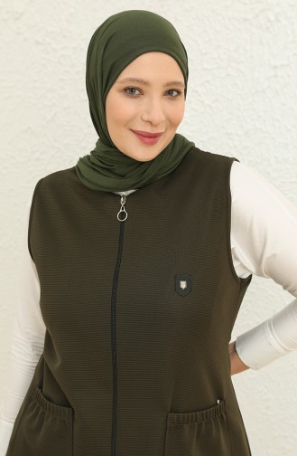 Kadın Büyük Beden Ottoman Çelik Örme Yelek 8403 Haki