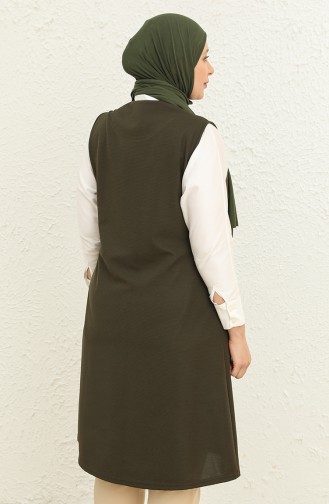 Kadın Büyük Beden Ottoman Çelik Örme Yelek 8403 Haki