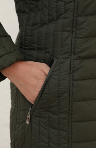 Kapüşonlu Kapitone Kaban 9407-01 Yeşil