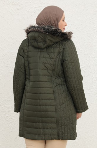 Kapüşonlu Kapitone Kaban 9407-01 Yeşil