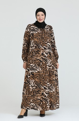 فستان بُني 8408.Leopar