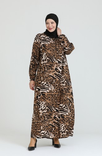 فستان بُني 8408.Leopar