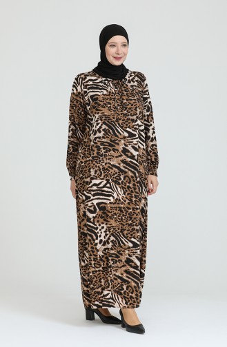 فستان بُني 8408.Leopar
