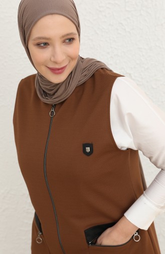 Gilet Sans Manches Couleur Brun 8429.Kahverengi