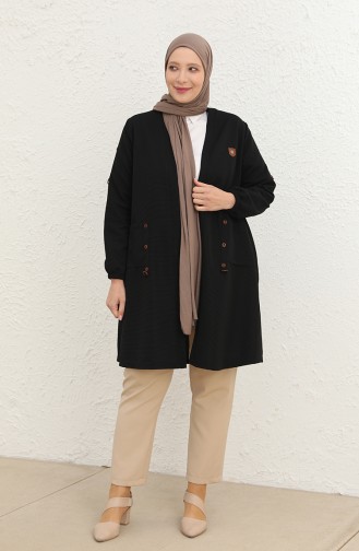 Schwarz Strickjacke 4969-1.Siyah