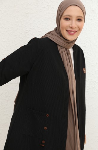 Schwarz Strickjacke 4969-1.Siyah