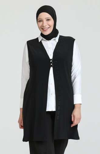 Gilet Lycra à Trois Boutons Grande Taille Pour Femme 4464 Noir 4464.siyah