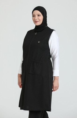 Kadın Büyük Beden Ottoman Çelik Örme Yelek 8403 Siyah