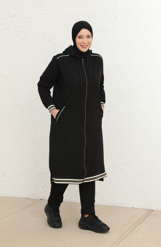 Plus Size Hooded Tracksuit Set 6003-05 Black 6003-05