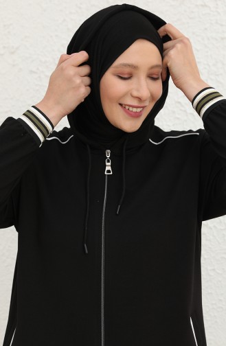 Plus Size Hooded Tracksuit Set 6003-05 Black 6003-05