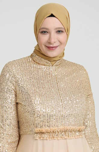 Gold Hijab-Abendkleider 80114-01