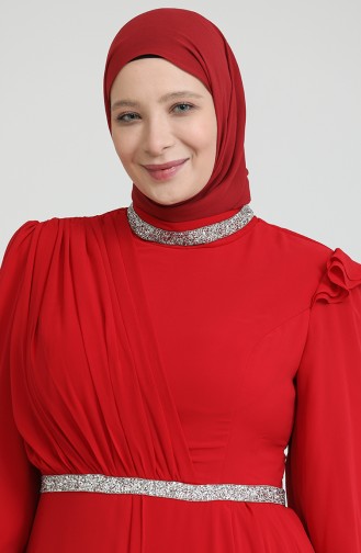 Rot Hijab-Abendkleider 4911-08