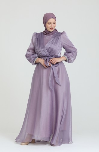 Violet Hijab Evening Dress 4919-06