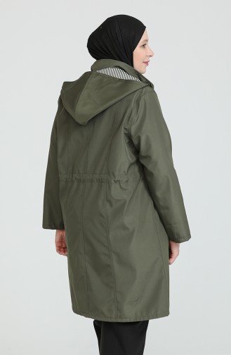 Bondit Kumaş Battal Beden Orta Boy Trençkot 9004-02 Haki