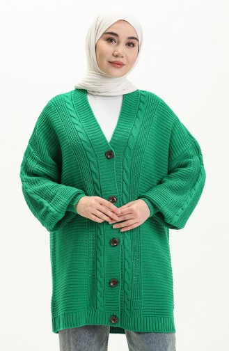 Triko Düğmeli Hırka 0546-10 Yeşil