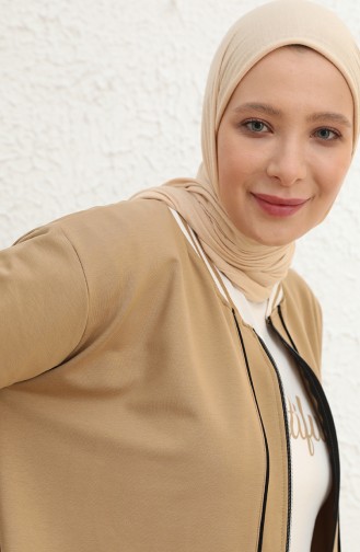 Plus Size Three Piece Tracksuit 6000-01 Camel 6000-01