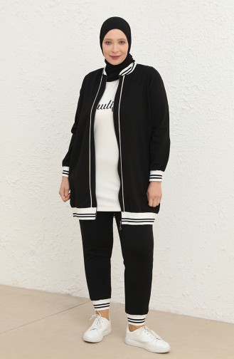 Plus Size Three Piece Tracksuit 6000-05 Black 6000-05