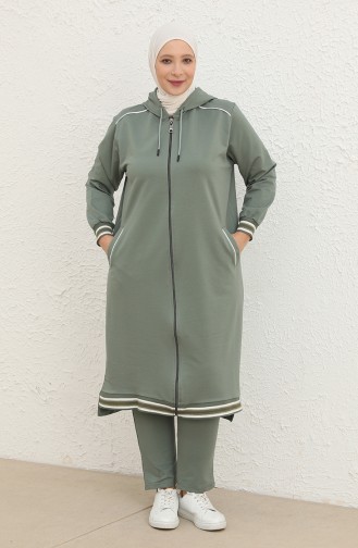 Ensemble de Survêtement à Capuche Grande Taille 6003-02 Vert Noisette 6003-02