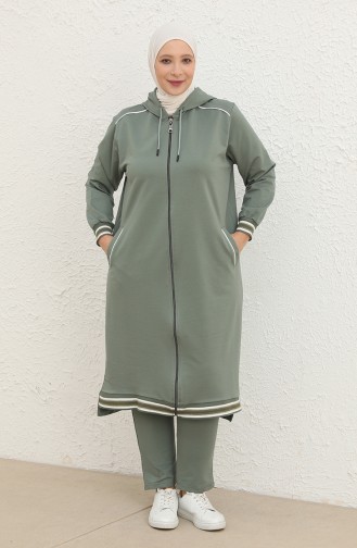 Plus Size Hooded Tracksuit 6003-02 Green Almond 6003-02