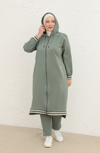 Ensemble de Survêtement à Capuche Grande Taille 6003-02 Vert Noisette 6003-02