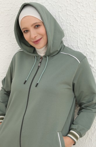 Ensemble de Survêtement à Capuche Grande Taille 6003-02 Vert Noisette 6003-02