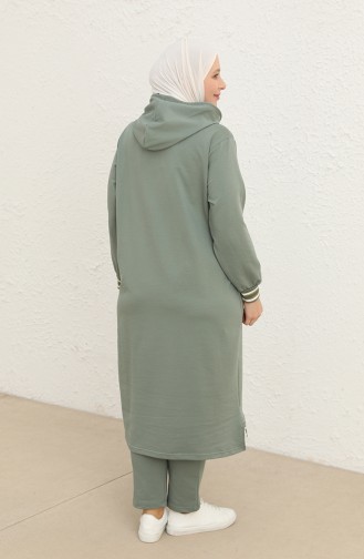 Ensemble de Survêtement à Capuche Grande Taille 6003-02 Vert Noisette 6003-02