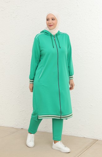 Plus Size Hooded Tracksuit 6003-03 Green 6003-03